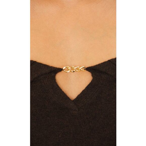 ASTR the Label | Lillian Sweater Dress in Brown Knit Off Shoulder Midi L - Picture 3 of 16